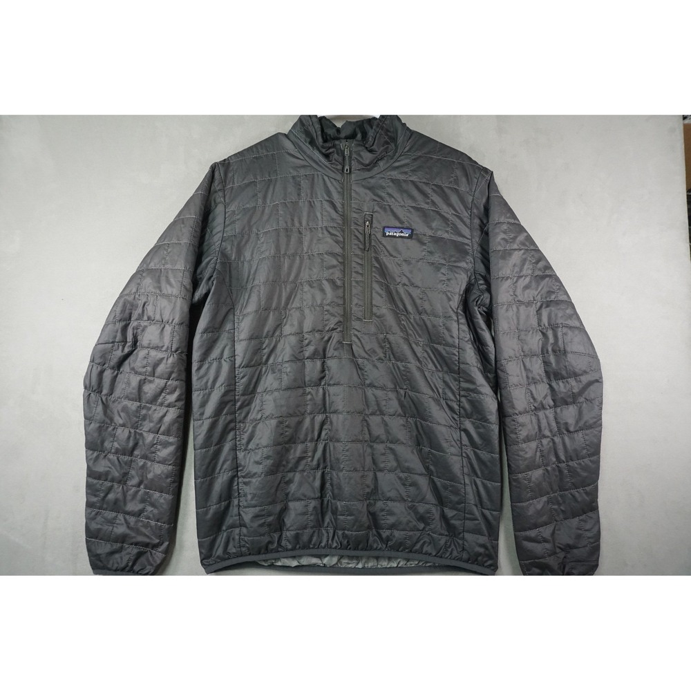 Patagonia Nano Puff 1/4 Zip Jacket Mens Medium Gray Pullover Puffer Outdoor
